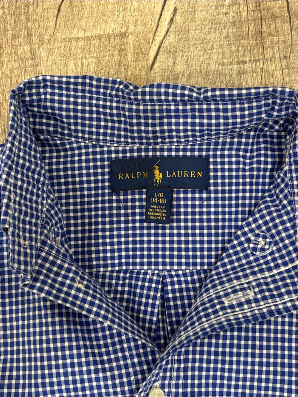 Polo by Ralph Lauren Blue Gingham Button-Down Shirt with Orange Pony - Picture 4 of 9
